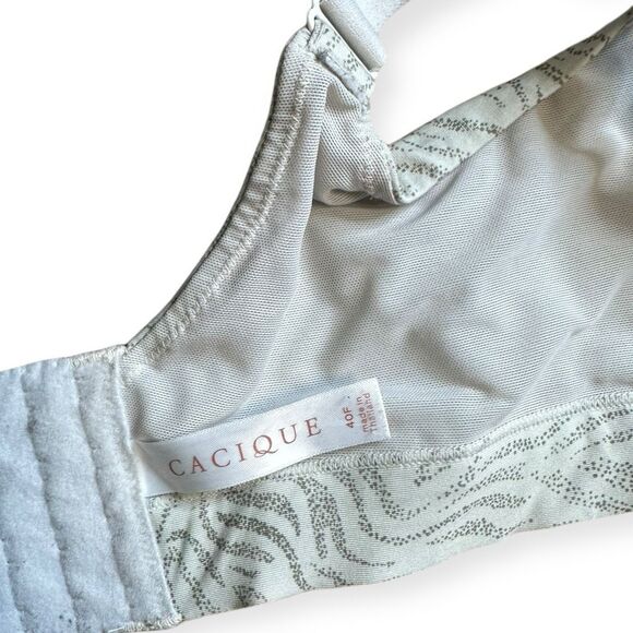 CACIQUE Women’s Gray & White Zebra Stripe Comfort Bliss Lightly Lined Wireless B - Picture 3 of 3